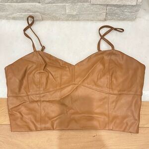 Women's Tan Leather Crop Top